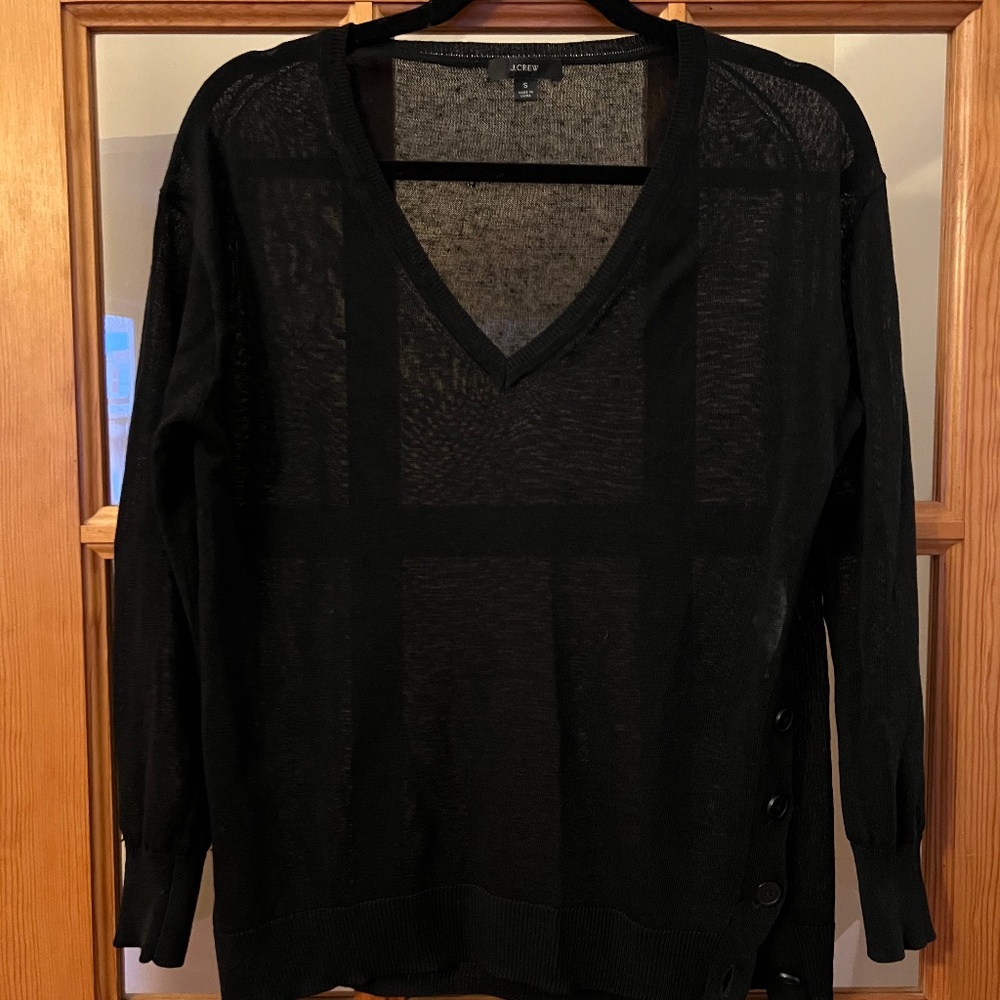 J Crew Sheer Black Top S